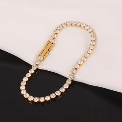 4mm Tennis Chain Stainless Steel Bracelet Men's Hip Hop Bracelet Crystal Zircon Bracelets For Women Gothic Jewelry Bracelet