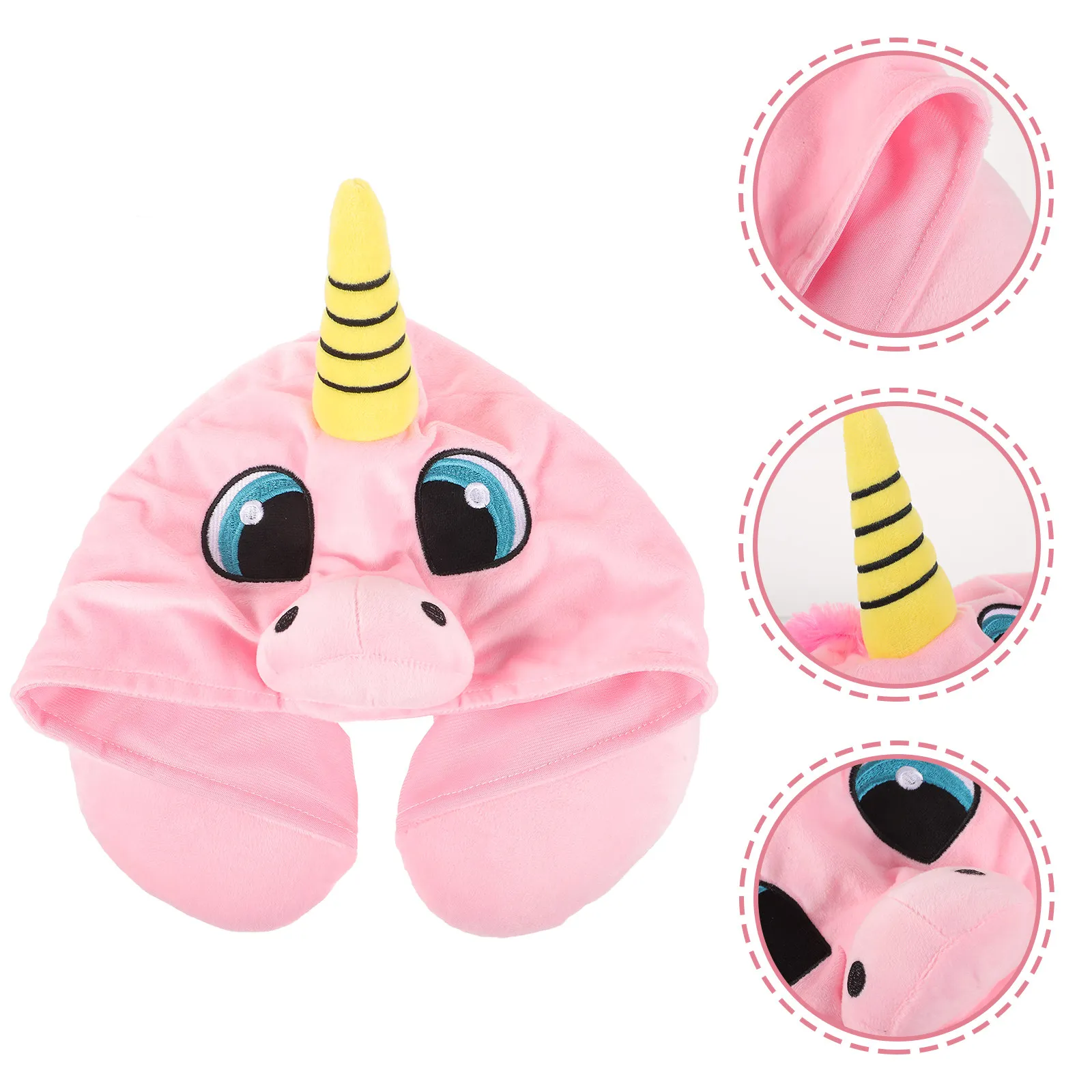 

Travel U Shaped Neck Pillow with Hood Slow Rebound Memory Foam Support for Airplane Car Train Office Comfortable Neck Cushion