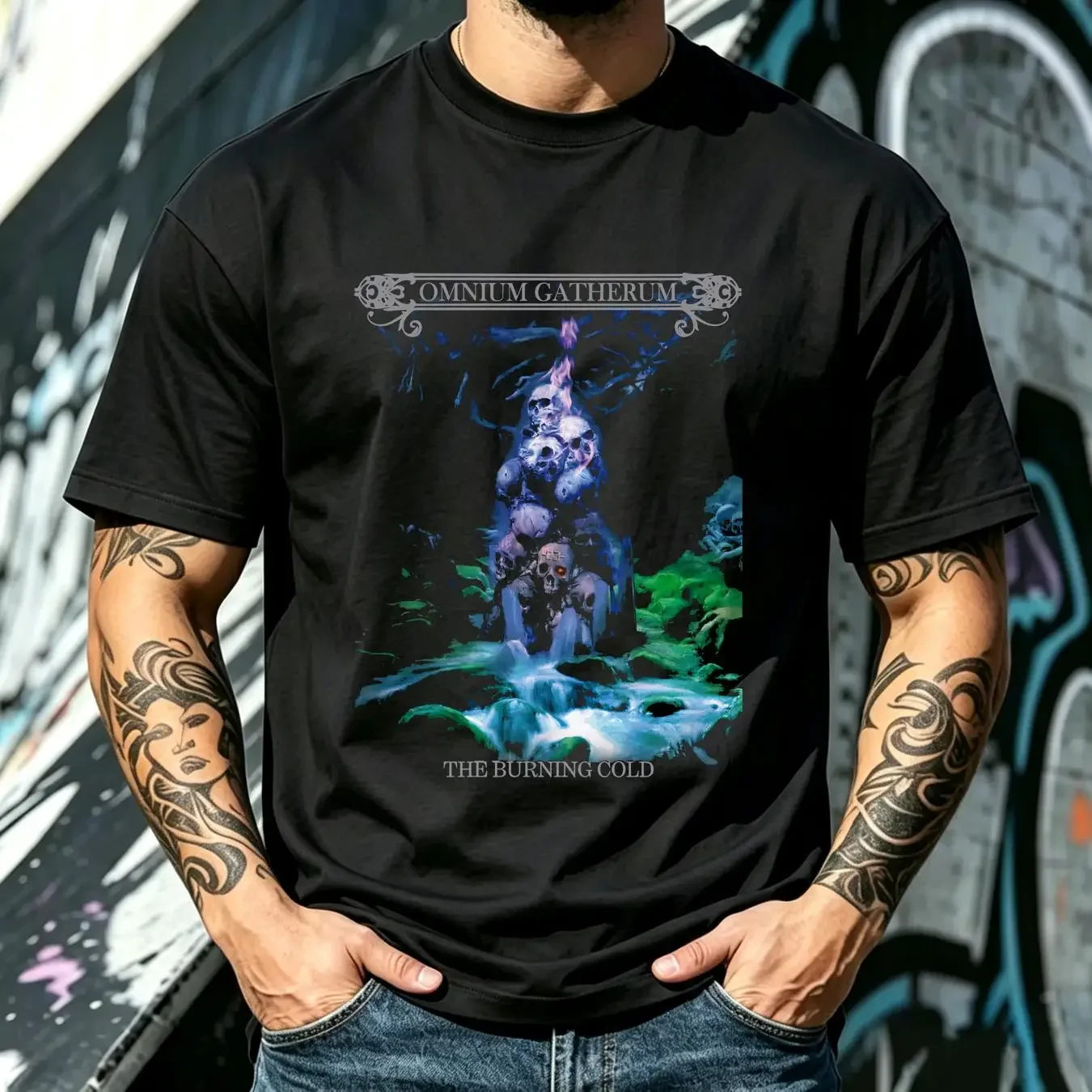washed T Shirt omnium gatherum the burning cold Band vintage Washed fashion Top For Everyday Wear Breathable Versatile