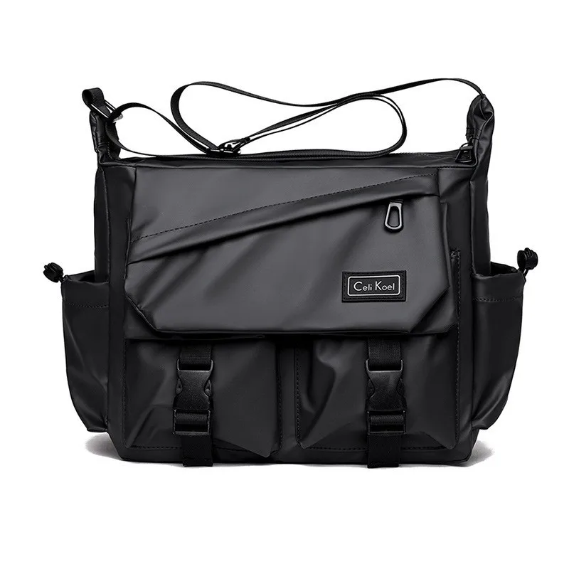 Men's crossbody bag, workwear-style single-shoulder bag, large-capacity double-buckle waterproof single-shoulder bag