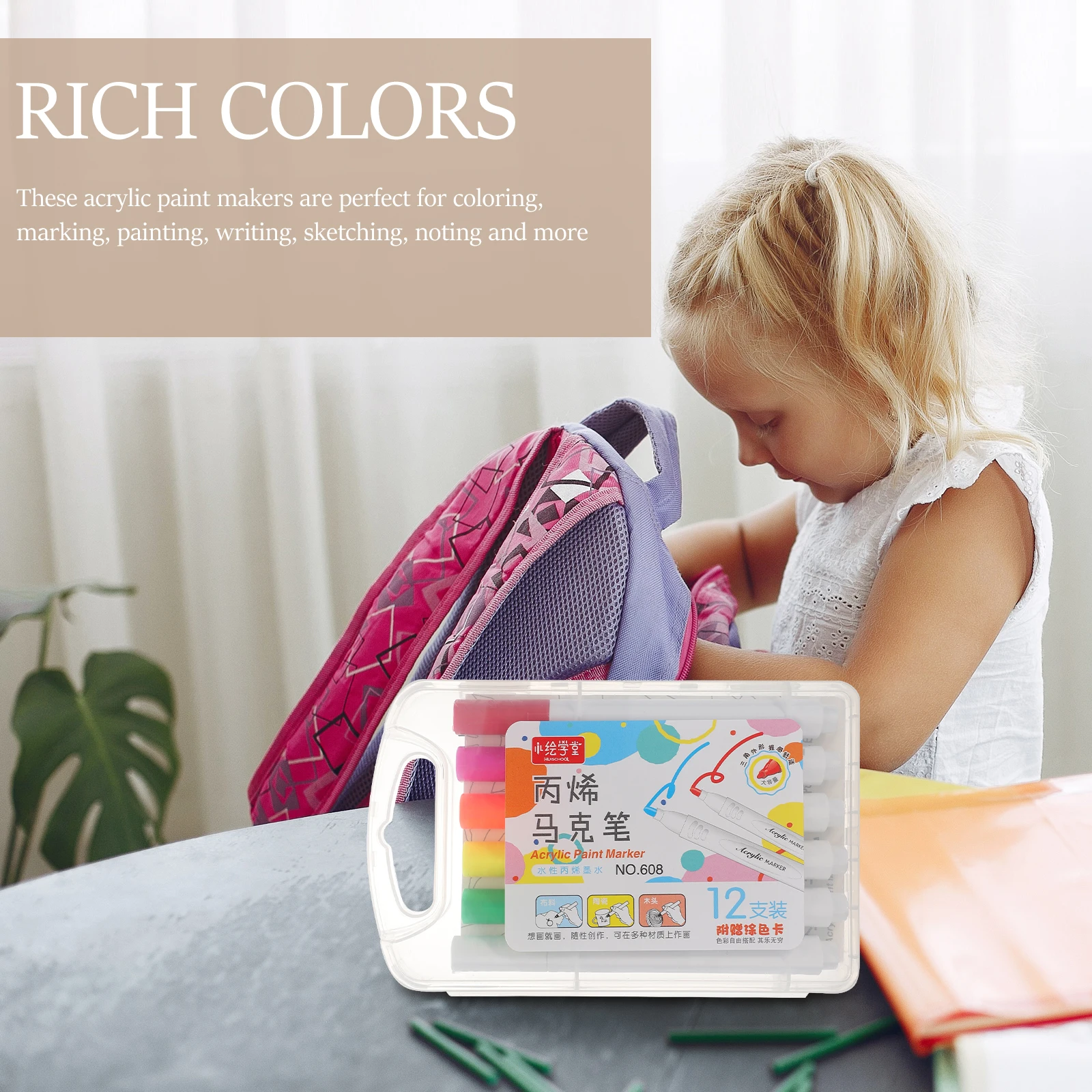 

Marker Pen Set Coloured Pens Bulk Markers for Kids Fillable Paint Scrapbooking Fine Tip Adult Coloring Painting Suit