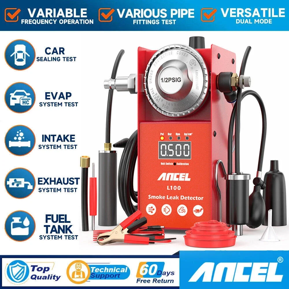 

ANCEL L100 Car Leak Detector Pipe Vacuum Leak Tester EVAP Fog Smoke Machine Car Diagnostic Device with Digital Pressure Gauge