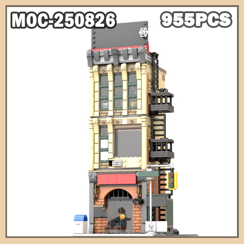 MOC-250826 Building Block MOC Modern Street View Modular Daily Bugle Architecture Series Creative Toys Small Villa Bricks 955PCS