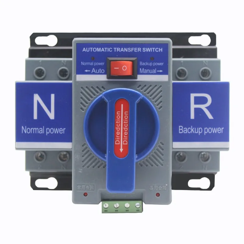 220V Mini Blue English Micro-break Type CB Class Dual Power Automatic Transfer Switch 2P 63A 32A