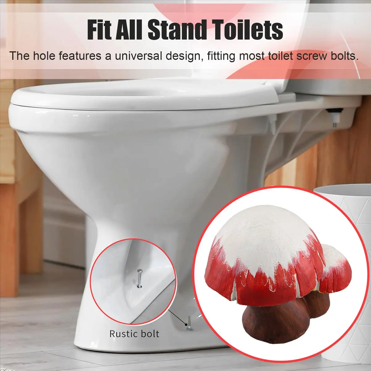 Limited Stock-Toilet Bolts Covers Colorful Resins Mushroom Design Toilet Bolts Caps Bathroom Decors Replacement Accessories B