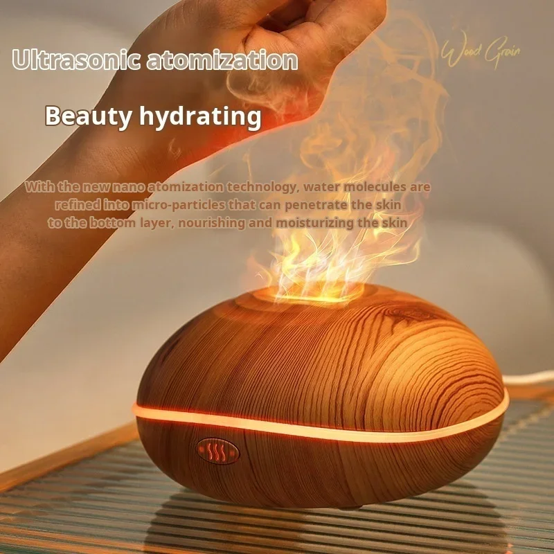 7 colores Fire Flame Wood grain aromatherapy machine humidifier Aroma Diffuser Air Ultrasonic Mist Maker Fogger Aroma