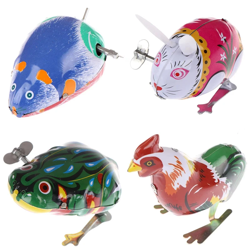 1 unidad de hierro, rana, conejo, gallo, estaño, cuerda, mecanismo de relojería, recuerdos de fiesta, diseño bonito de dibujos animados, regalos de reunión de Festival para invitados TMZ