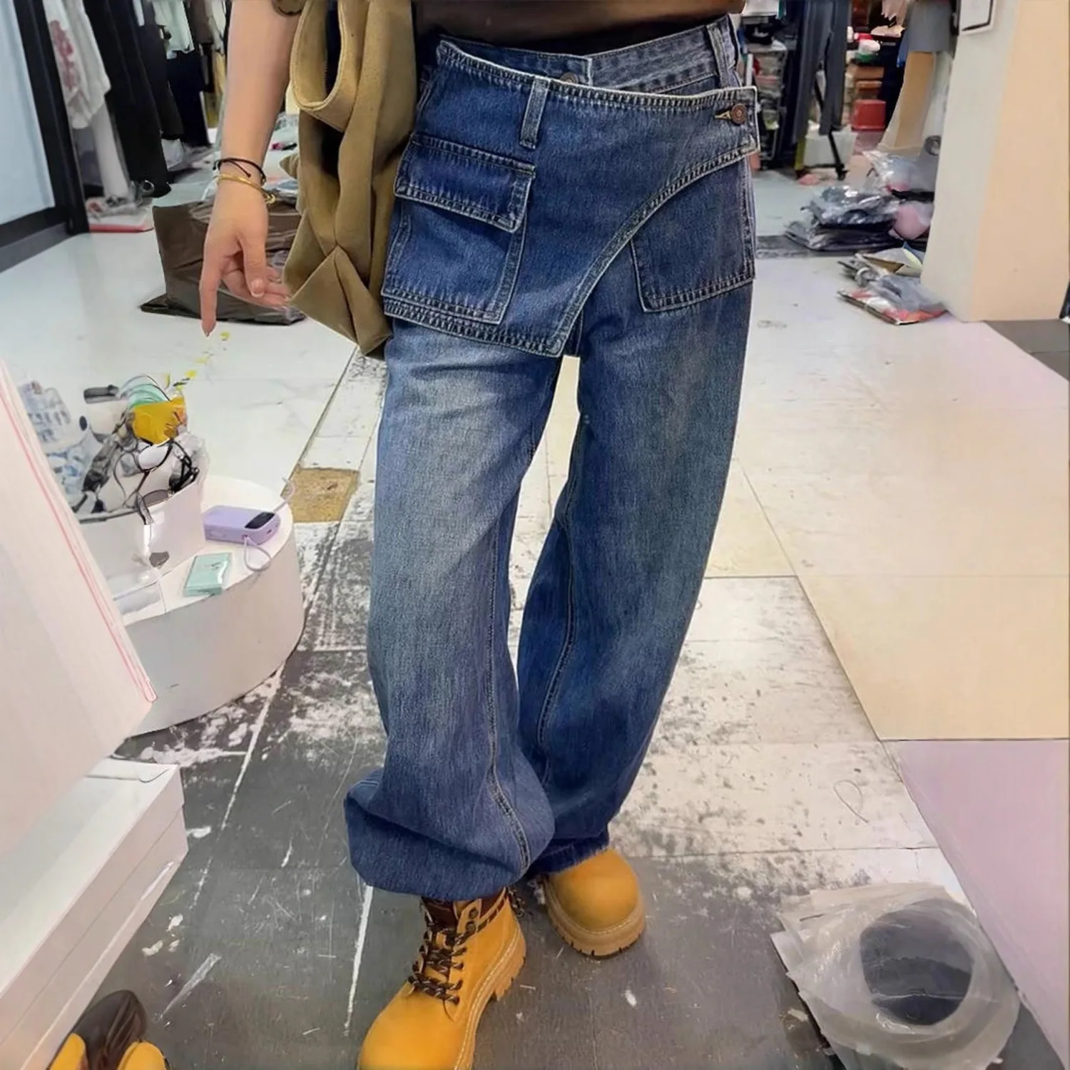 

Jeans Women 2025 New High Waist Design Wide Leg Pants Straight Baggy Jeans