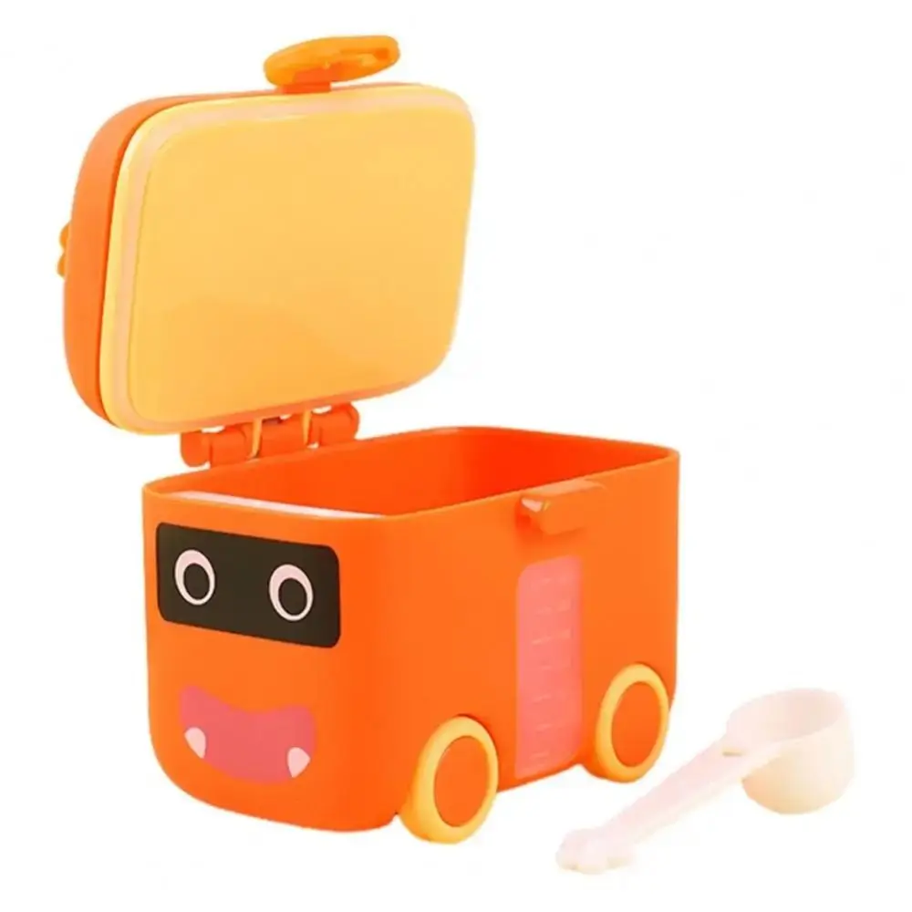 Portable Infant Milk Powder Box Cartoon Car Shape BPA Free Baby Milk Powder Dispenser with Spoon Sealing Moist Proof