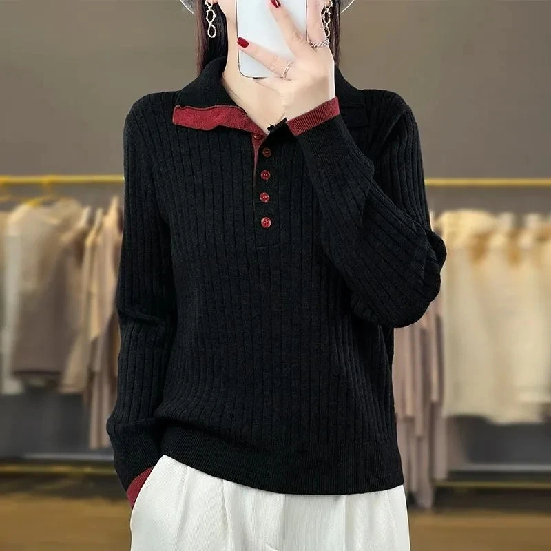New Autumn Winter Women knitte Sweater Pullover Stand Collar Long-sleeved Knitted Jumper Wool Bottoming Shirt Female Casual Tops