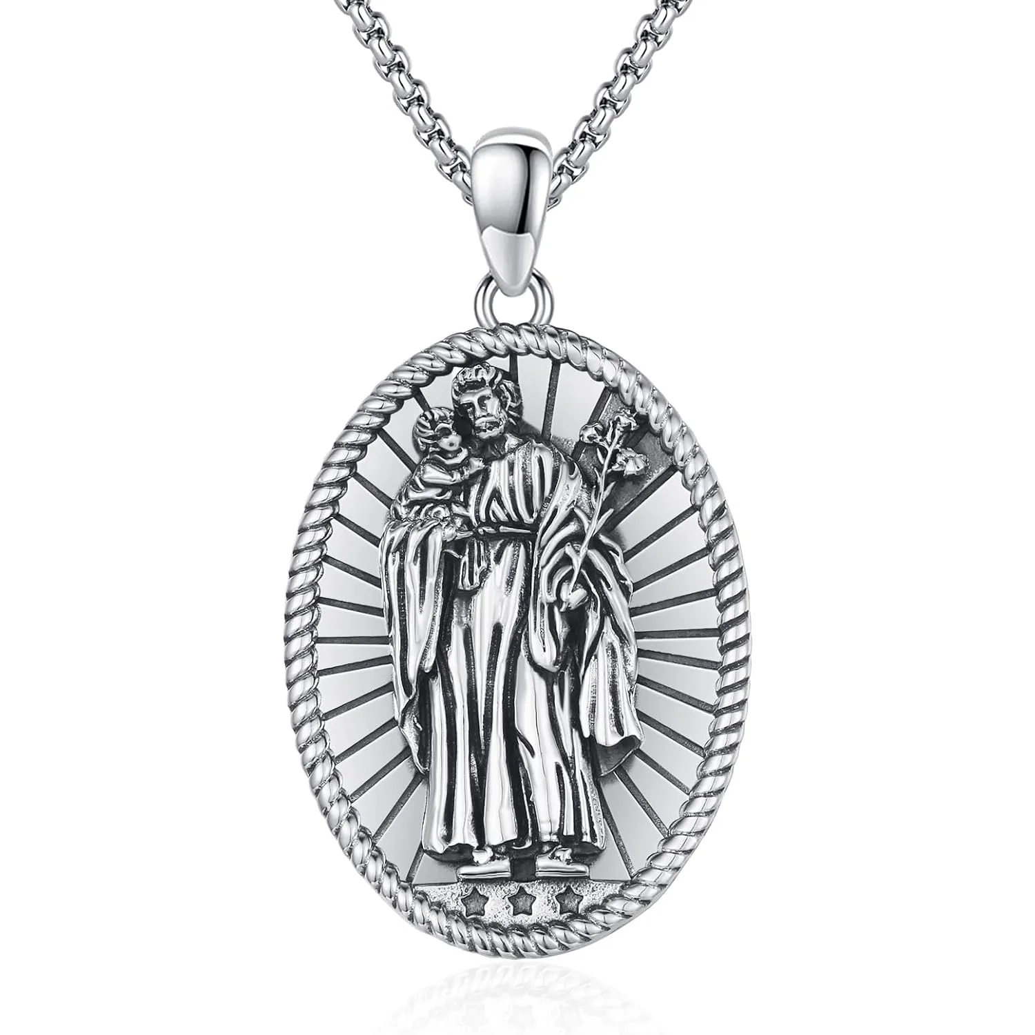 

Ожерелье Saint Joseph для мужчин и женщин, стерлинговое серебро 925 пробы, ожерелье с медалью Saint, амулет, защитный кулон, ювелирное изделие, подарок