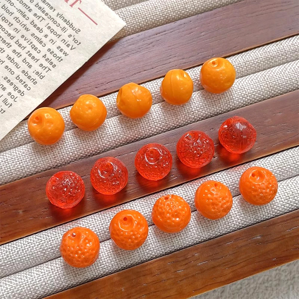 5 Pieces Simulated Mini Orange Shaped Glass Beads DIY Makes Fashionable Jewelry Necklace, Bracelet, Hair Accessory Accessory