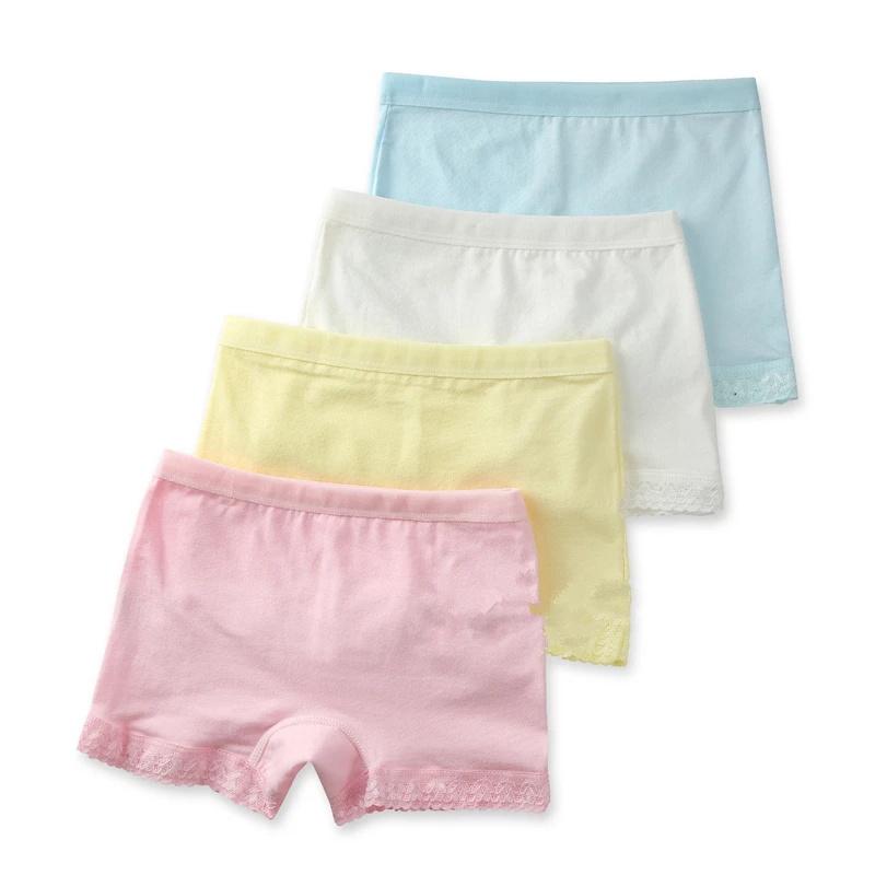 3Pcs/lot  Baby Girls Boxer Candy Color UnderPants Baby Cotton Lace Underwear Suitable for 3-10