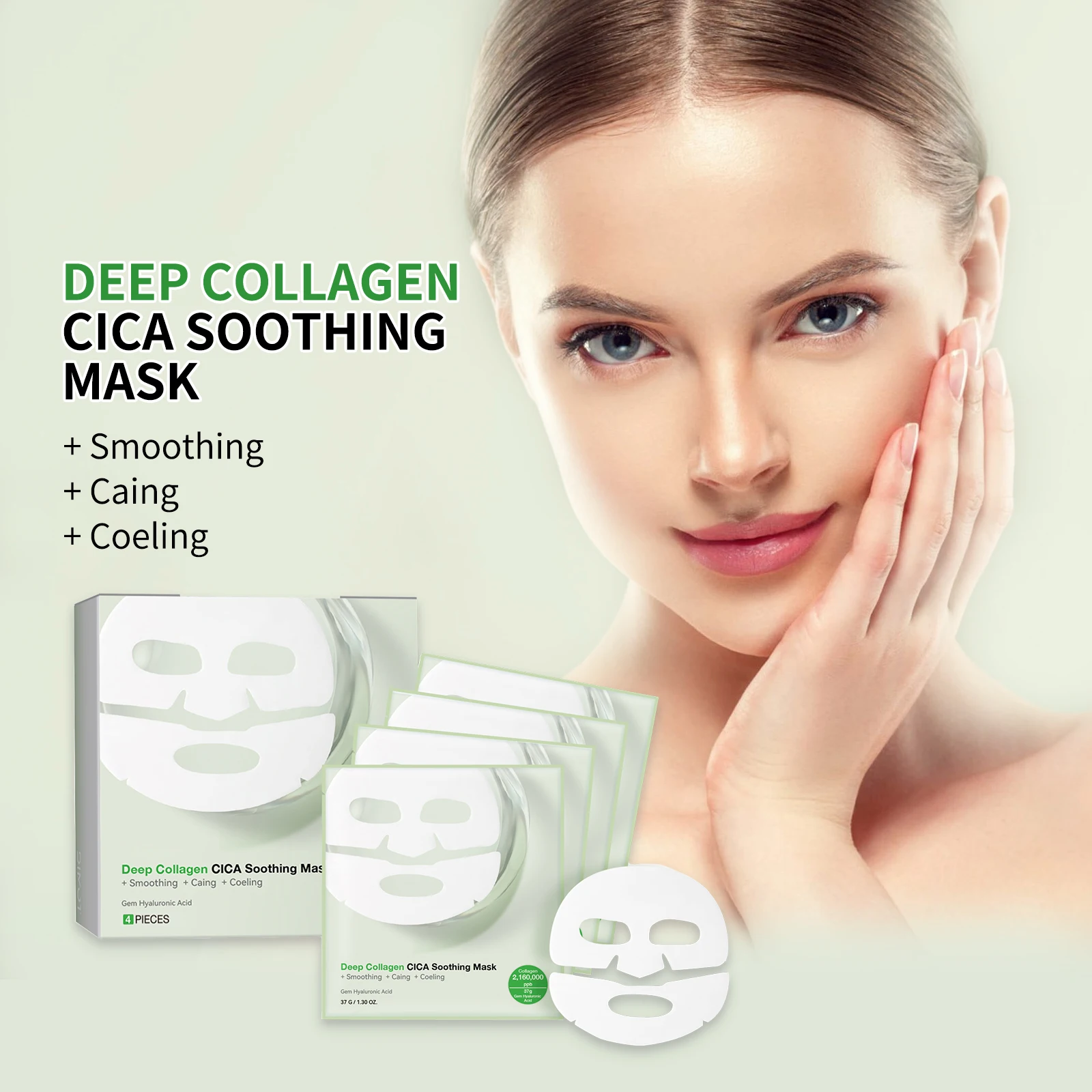 

DIMOT Deep Collagen CICA Soothing Mask, Rich in Collagen & Hyaluronic Acid, for Skin Smoothing, Calming & Cooling with Refreshin