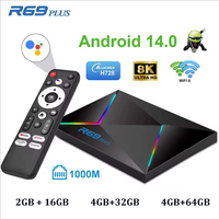 R69 Plus Voice Control Smart TV Box Android 14 Allwinner H728 Octa Core Support Netflix tv box WIFI6 1000M BT HD Set Top Box