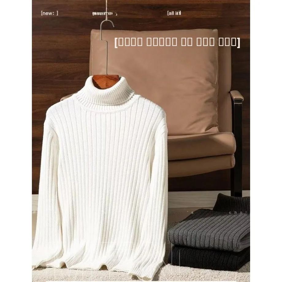 سترة شتوية محبوكة عالية الشتاء للرجال بياقة طويلة وطبقة أساسية متعددة الاستخدامات من ألياف البوليستر غير الرسمية