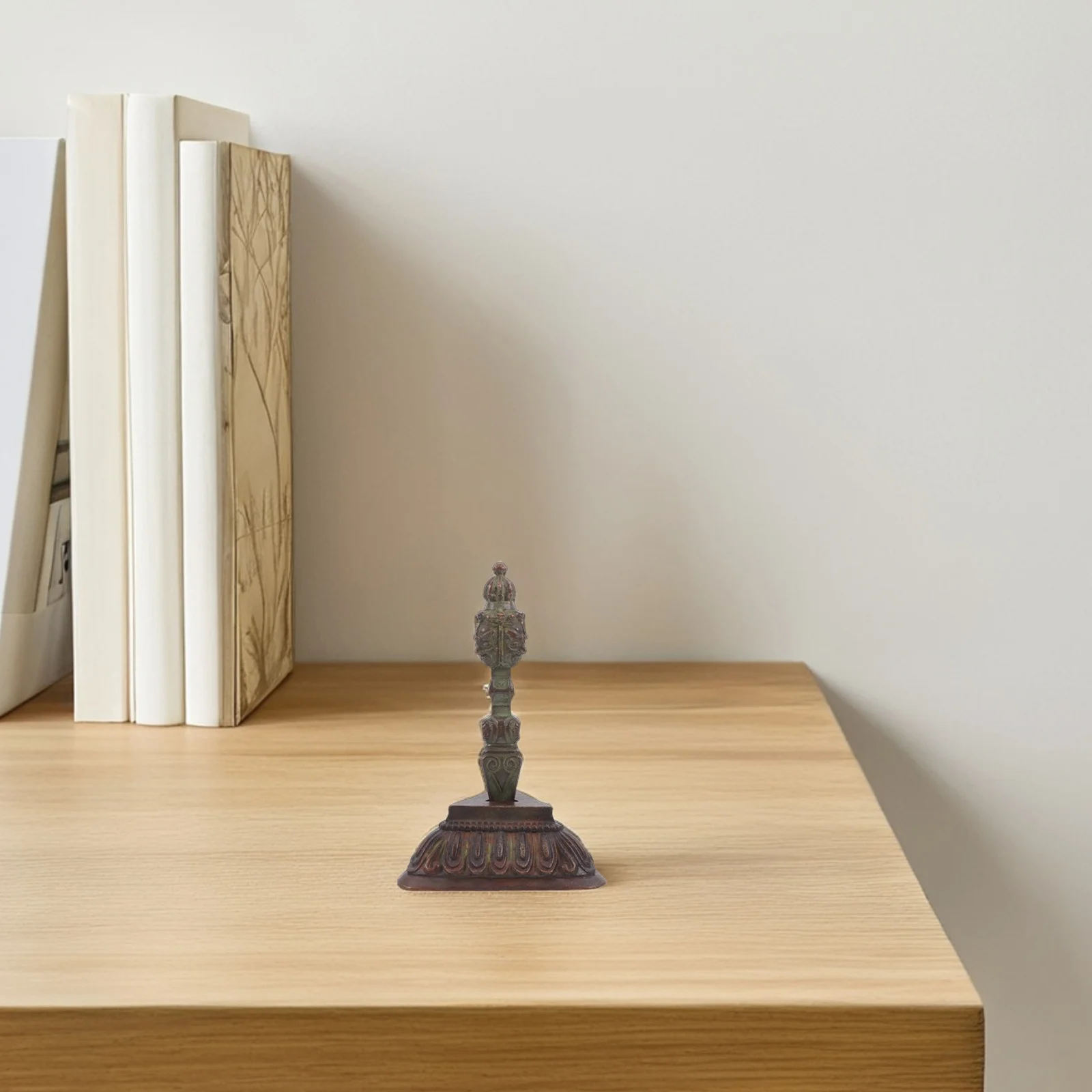 

1Set Tibetan Vajra Dorje Copper-Plated Buddhist Ritual Artifact Sacred Home Decor with Stand for Office Temple Decoration