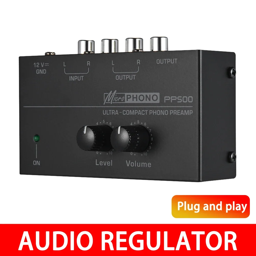 Audio Amplifier Phono Preamp Ultra-compact Phono Preamp Pre Amp Preamplifier with Level Volume Control RCA Input Output 1/4