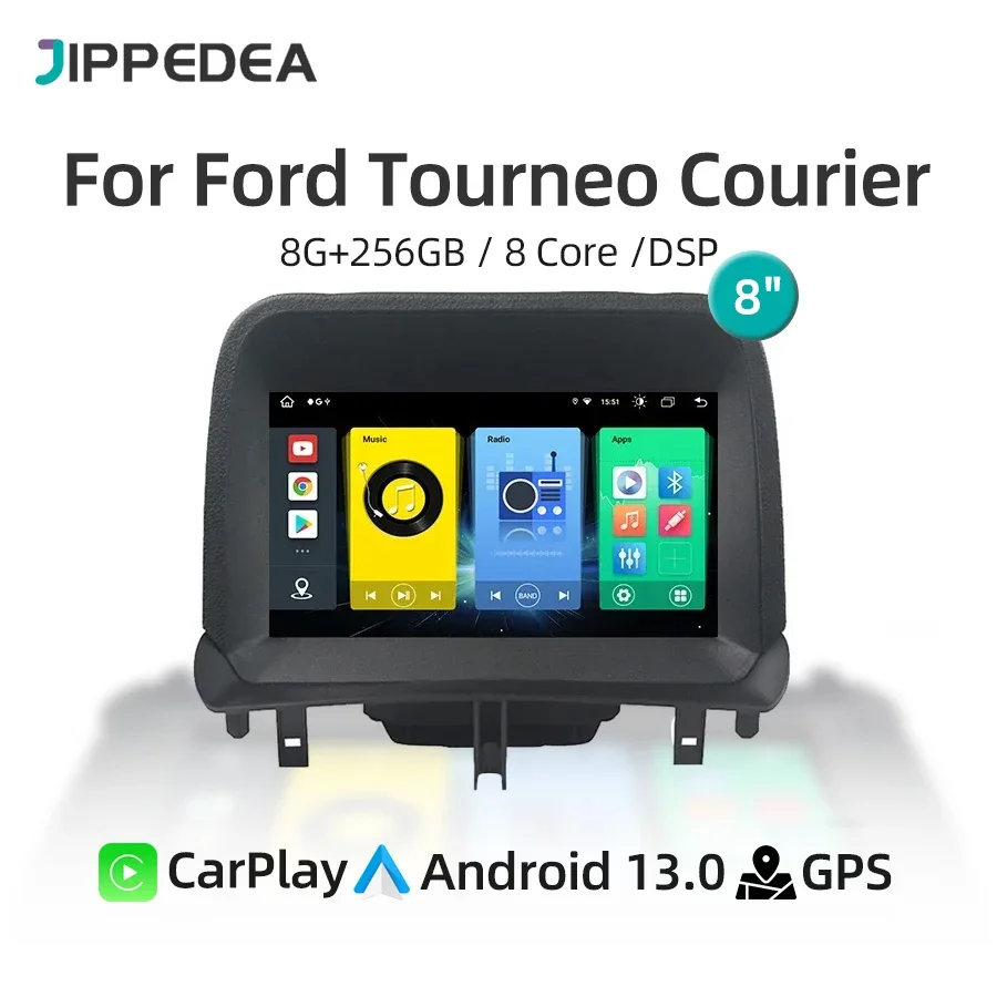 8G 256G Android 13.0 CarPay Car Multimedia Player GPS Navigation 4G WiFi Bluetooth Car Radio For Ford Tourneo Courier 2014-2016