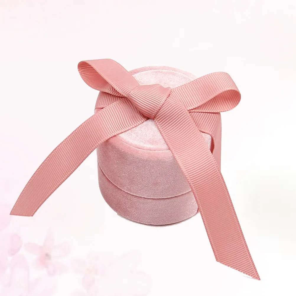 Round Bow Tie Design Ring Storage Box Flannelette Jewelry Holder Elegant Simple Chic Gift for Her Ring Organizer Special
