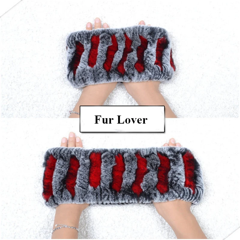 2022 Europe Cold Winter Real Rex Rabbit Fur Headbads Fur Neck warmer For Men and Women Fur Ring Luxury Knit Headband