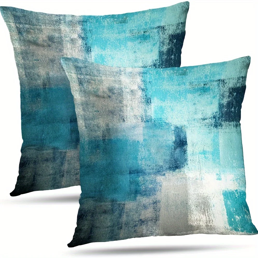 

Turquoise Throw Pillow Covers, 2 Pack Square Decorative Pillow Cases Cushion For Farmhouse Decor
