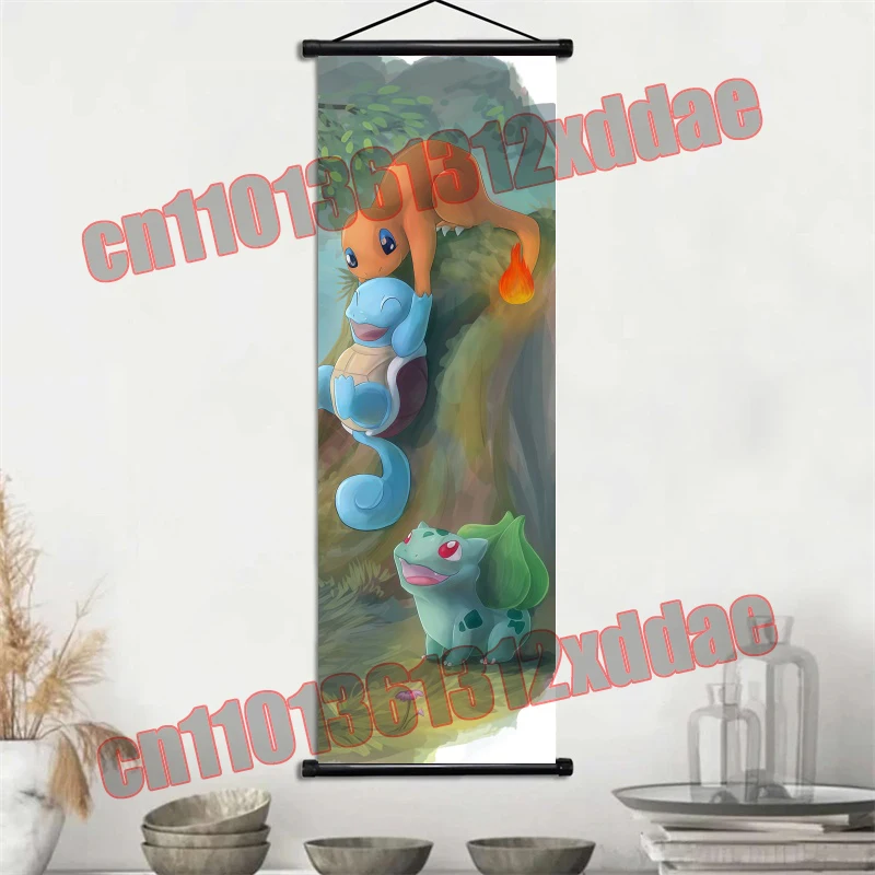 애니메이션 입 애니메이션 포켓몬 포스터, 피카추, Rayquaza, Gardenevoir, Squirtle, 인쇄 된 복고풍 스크롤 그림 벽 예술 장식