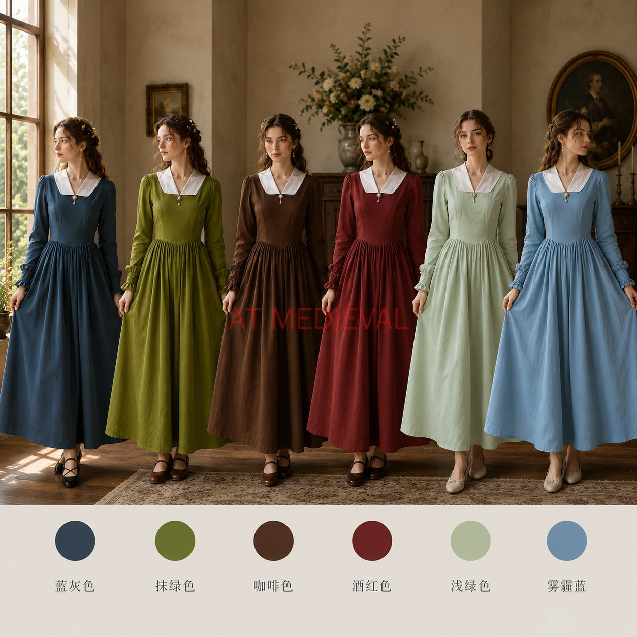 Robe de jour victorienne vintage, vêtements coloniaux pour femmes, costume de pionnier, robe modeste de la Prairie, robe coloniale de la guerre civile