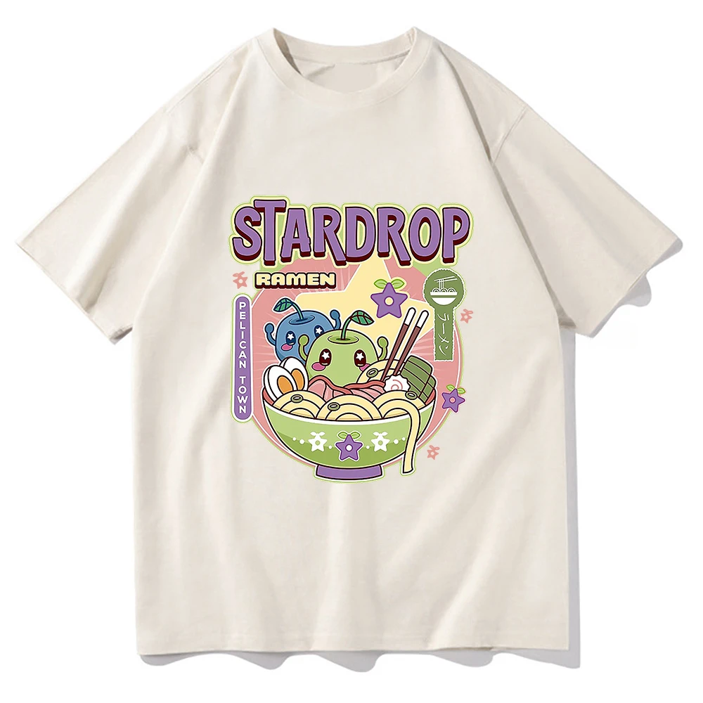 Anime Stardew Vallei T-Shirt Vintage Tops Junimos Ramen Mannen/Vrouwen Esthetische T-Shirt Unisex Hoge Kwaliteit Katoenen T-Shirts Kawaii Shirt