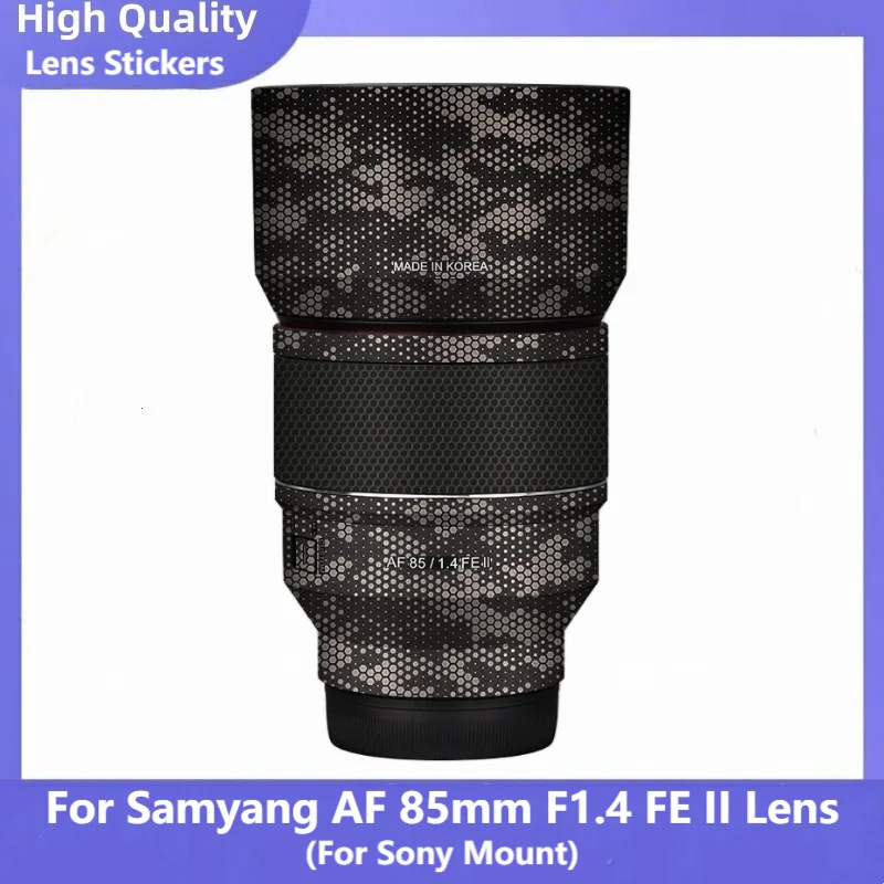 Para Samyang 85 F1.4 FE II calcomanía de piel película de envoltura de vinilo lente cuerpo pegatina protectora abrigo AF 85mm 1.4II para Sony Mount