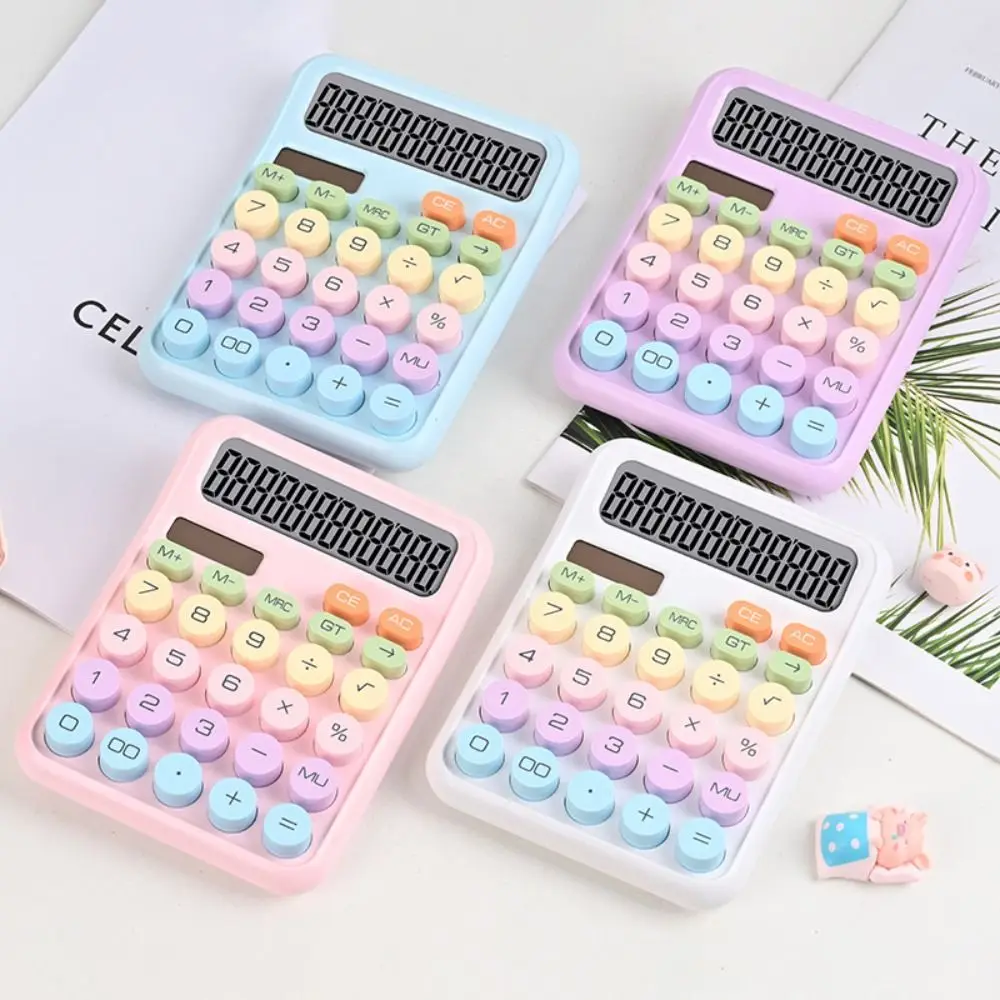 Cute 12 Digits Mechanical Switch Calculator Big Buttons Large LCD Display Calculators Desktop Desk Calculator Basic Office