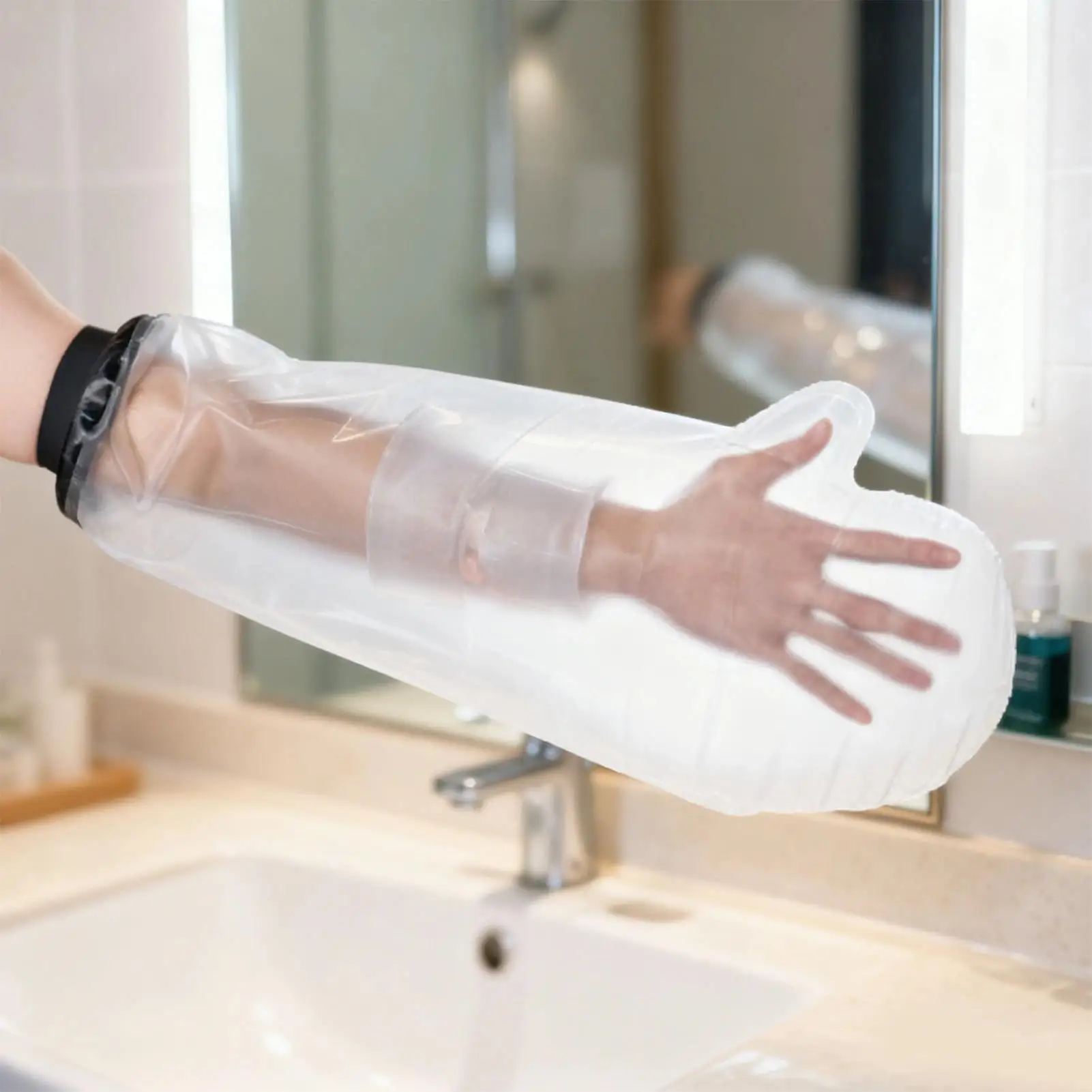 Bathing Cover Rainproof Transparent PVC Children Arm Protective Cover for Shower 47cm Kids Arm Cover for Shower
