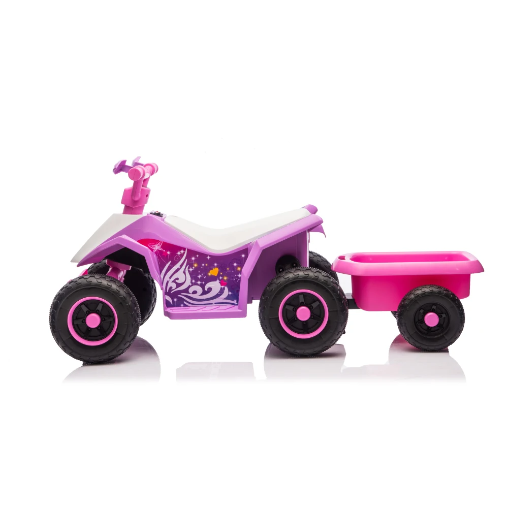 6V Battery Powered Kids Electric Vehicle, Kids Ride on ATV, 4 Wheeler Quad w/Headlights, MP3, USB, Volume Control, Large Seat