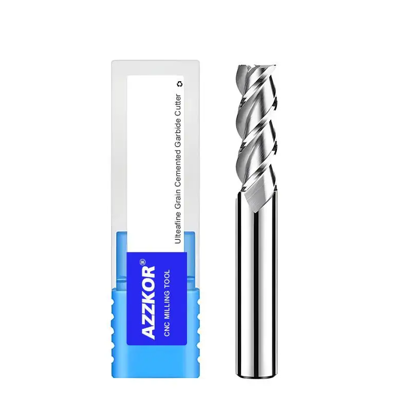 AZZKOR CNC Machine Bewerking Frees HRC50/55/65 1.0-20.0mm 3-Fluit Carbide Platte Frezen voor Aluminium Onderdelen Verwerking