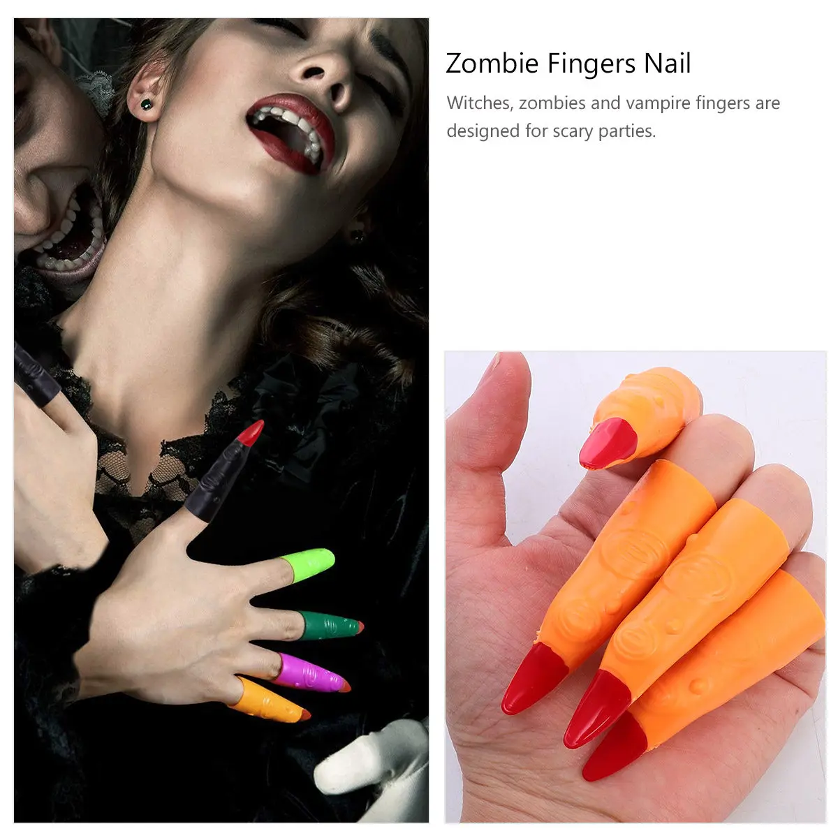 

Fake Fingers Fingers for Halloween Costume Zombie Nails Cover Role Play Witch Nails Scary Party Decorations