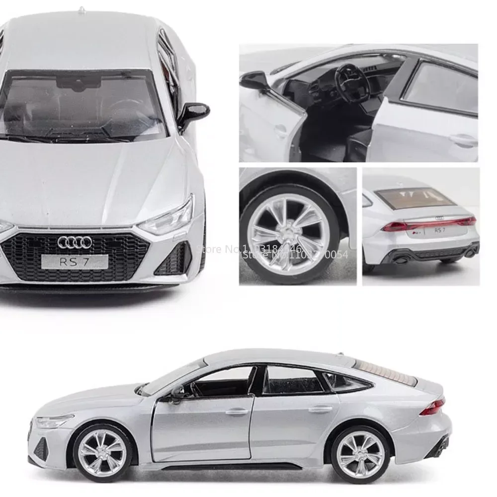 1/35 Audi RS7 Alloy Toy Car Model Diecasts Metal Simulation Exquisite Interior Design Sound Light Rear Wheel Pull Back Toys Cars