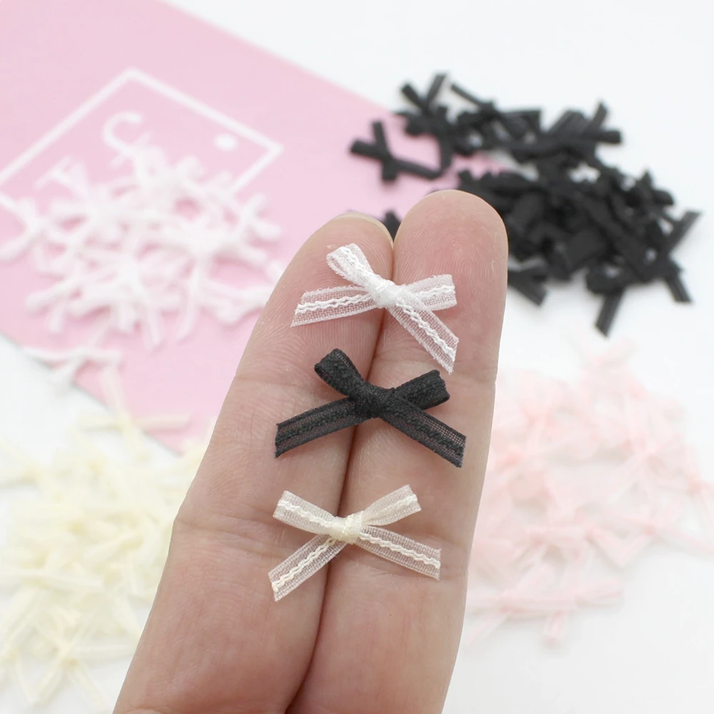 100 Lazos de Organza Miniatura de 10-20mm, Hechos a Mano, para Manualidades, Decoración de Uñas, Bodas y Accesorios para el Cabello