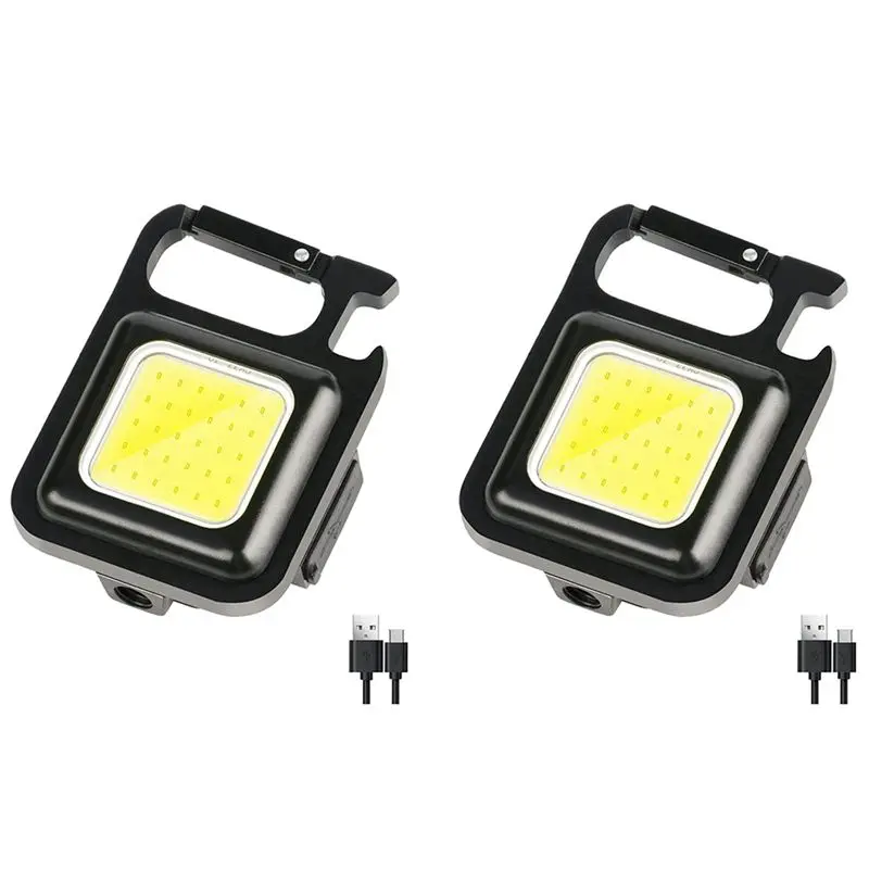 

Фонарик AEF6-2X COB, 500 люмен, яркий перезаряжаемый мини-фонарик на брелоке, 3 режима освещения, с открывалкой для бутылок, для рыбалки