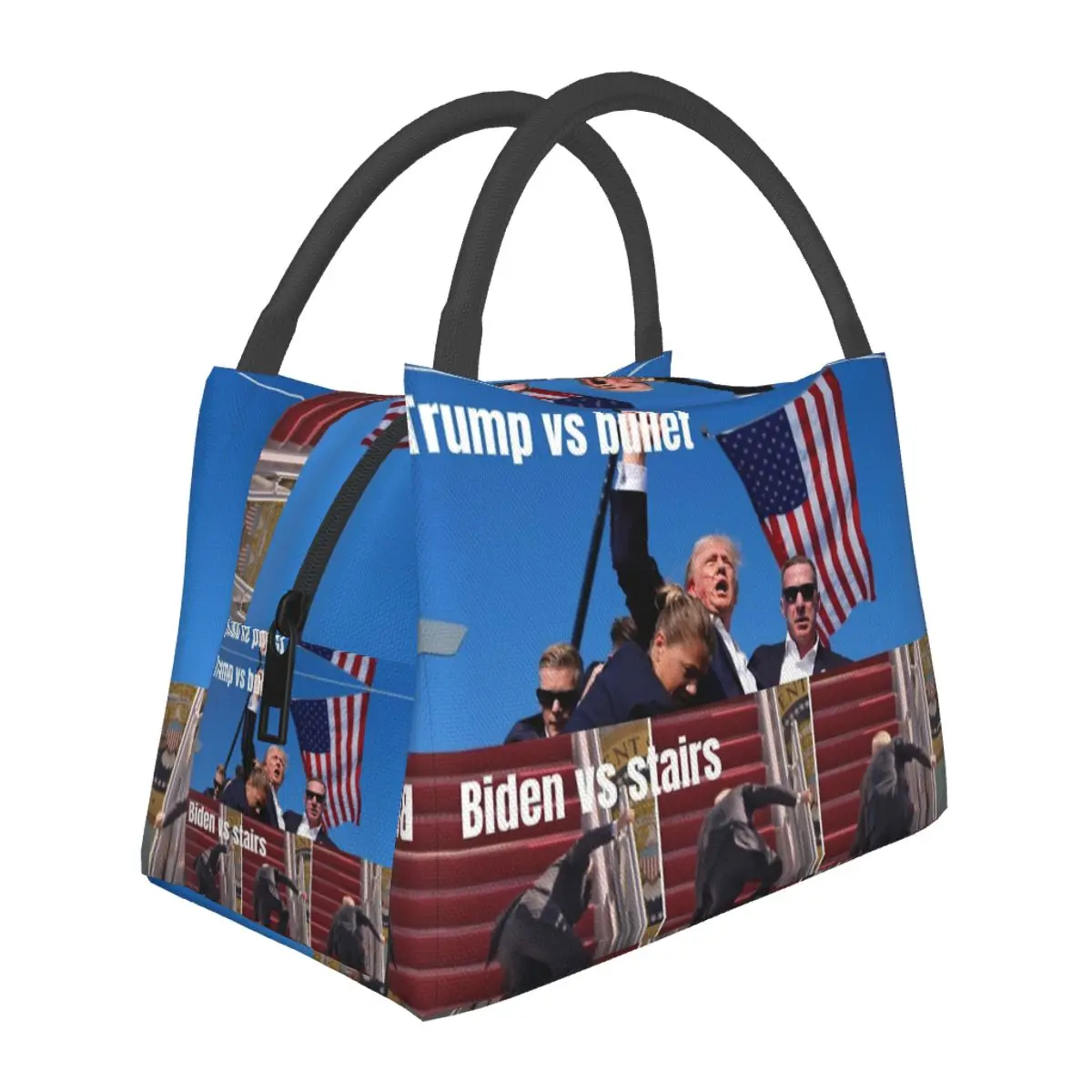 

2024 Trump Rally Shot Lunch Bag Waterproof Insulated Oxford Cooler Bag Shooting at Donald Trump Rally Cold Food Picnic Lunch Box