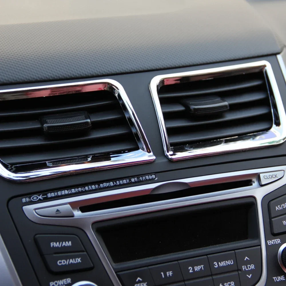 6 Pcs/set new design ABS chrome interior Air outlet decoration ring for Hyundai Solaris Verna accent sedan hatchback 2011-2015