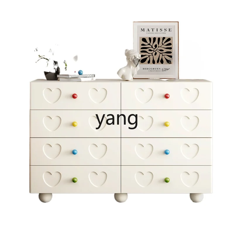 Yjq Cream Style Chest of Drawers Dopamine Sofa Simple Living Room Storage Bedroom Small Storage Cabinet