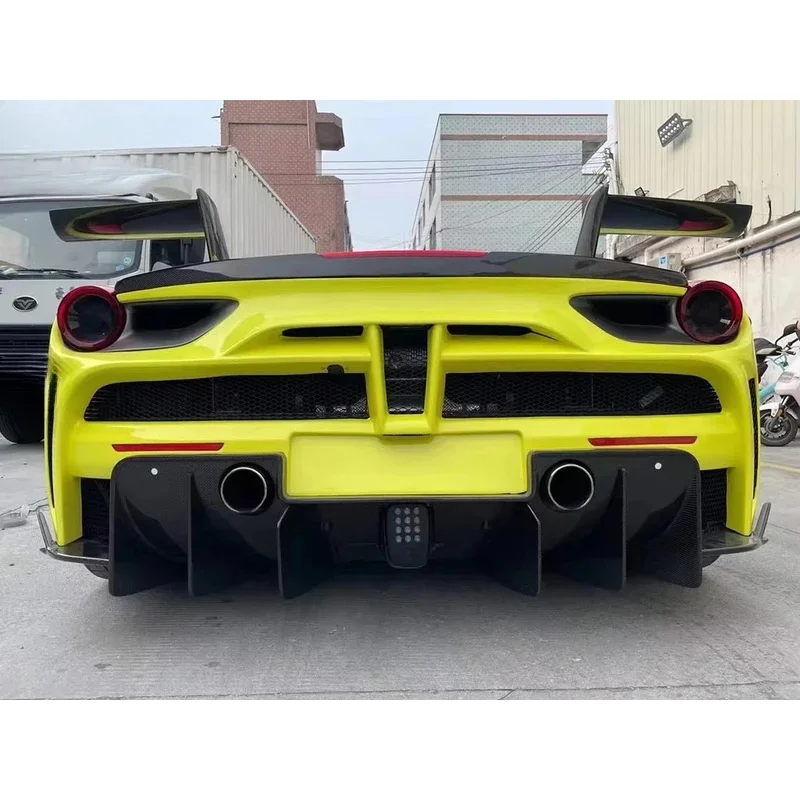 Dry Carbon Fiber Aero Upgrade Kit Front Lip Side Skirts Diffuser Spoiler Fit 488 MSY Style