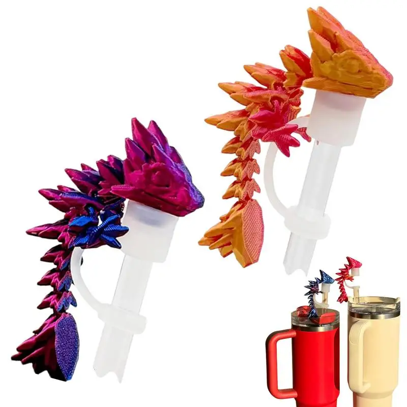 

Straw Covers Flexible Articulating Dragon Straw Toppers Insulation Cup Accessories Silicone Straw Topper Reusable Straw Tips