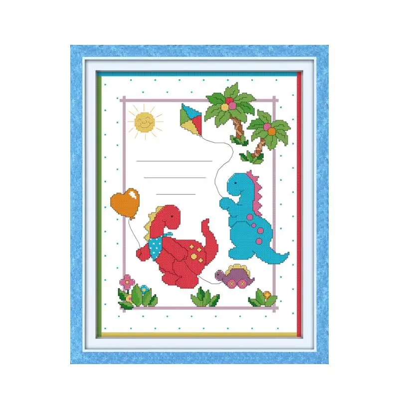 Baby's birth record(5)( baby dinosaur) cross stitch kit people 18ct 14ct 11ct count print canvas stitches embroidery DIY