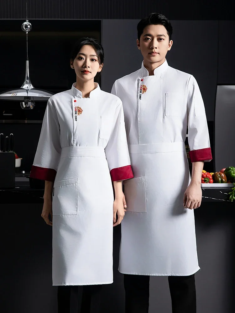 Chef Work Jackets Tops Restaurant Outfit Professional Cook Wear Cooking Clothes Long Sleeve Waiter Coat Kitchen Uniform