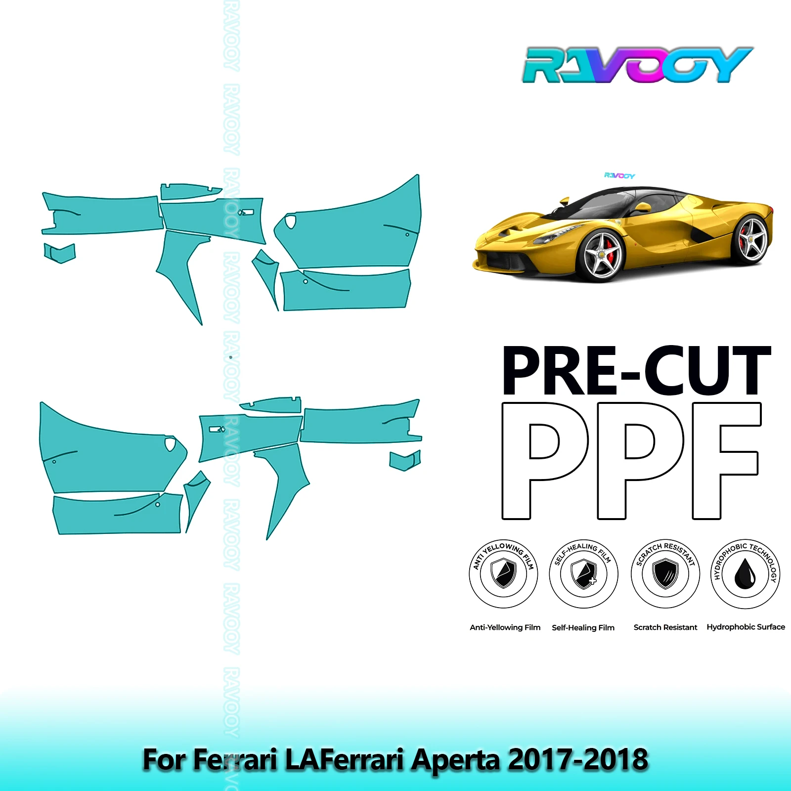 

For Ferrari LAFerrari Aperta 2017-2018 8.5mil Clear Matte Pre-Cut PPF Door & A/B Pillar Kit TPU Paint Protection Film Set