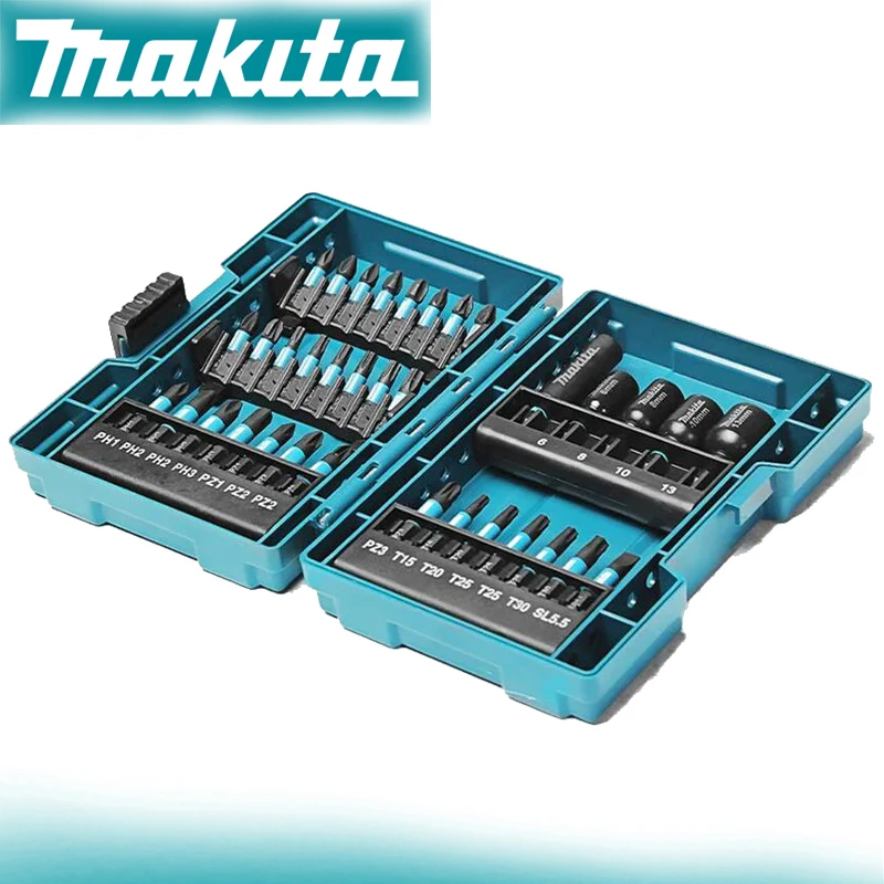 Imagem -02 - Makita-elétrica Impacto Chave de Fenda Bits Parafuso Hexagonal Batch Head Grupo Acessório Ferramenta Elétrica Luva E06638 35 Pcs
