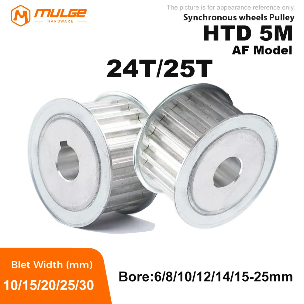 HTD 5M Timing Pulley 24Teeth/25Teeth Bore 6-25mm HTD5M pulley AF Type Belt Width 10/15/20/25/30mm Gear Pulley