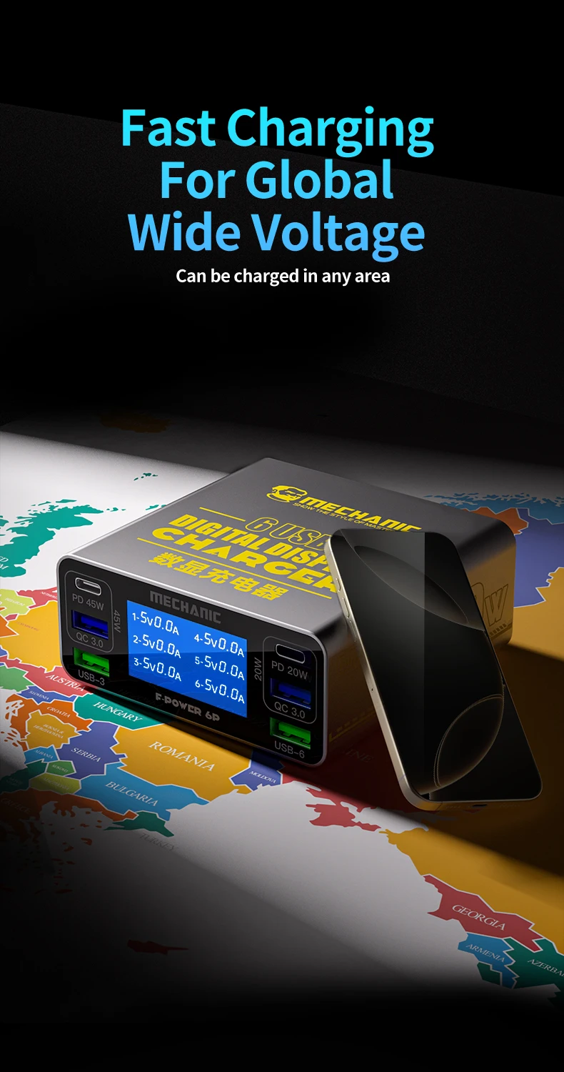 MECHANIC Digital Display Multi-Port Charger F-Power 6s 50W 5