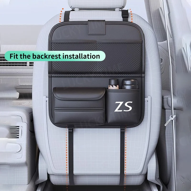 Car Seat Back Organizer Backseat Storage Bag with Foldable Table Tray Tablet Holder Tissue Box For MG ZS EV EZS 2017 2018 2020
